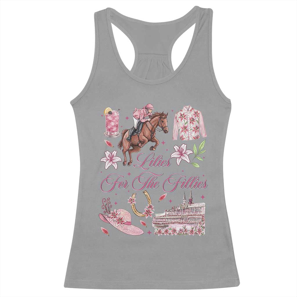 Derby Horse Racing Day Racerback Tank Top Lilies For The Fillies Stargazer Lily Flower TS11 Sport Gray Print Your Wear