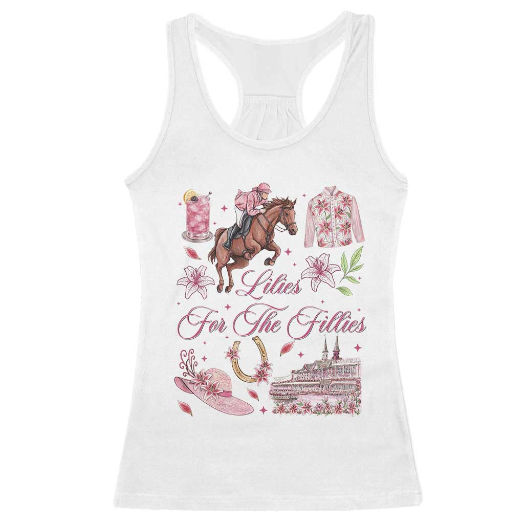 Derby Horse Racing Day Racerback Tank Top Lilies For The Fillies Stargazer Lily Flower TS11 White Print Your Wear