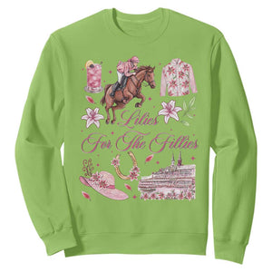 Derby Horse Racing Day Sweatshirt Lilies For The Fillies Stargazer Lily Flower TS11 Lime Print Your Wear