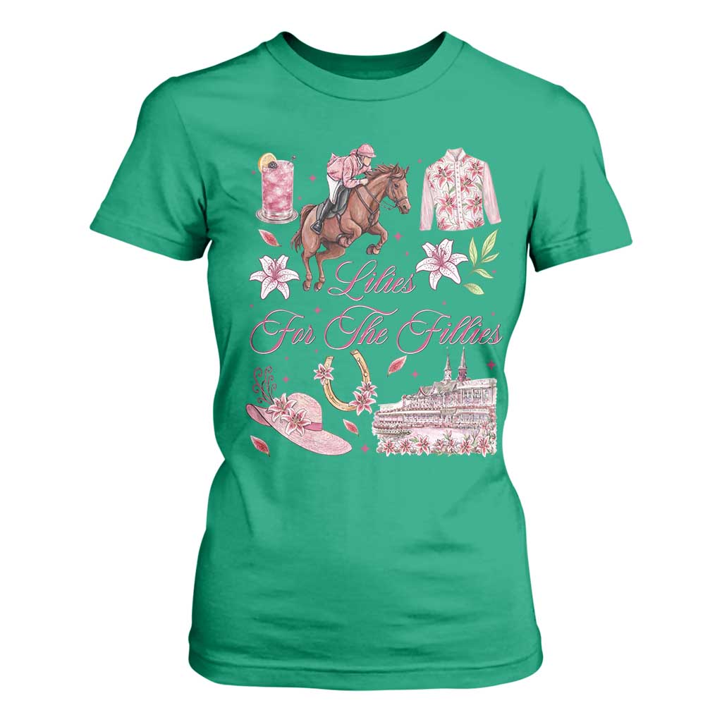 Derby Horse Racing Day T Shirt For Women Lilies For The Fillies Stargazer Lily Flower TS11 Irish Green Print Your Wear