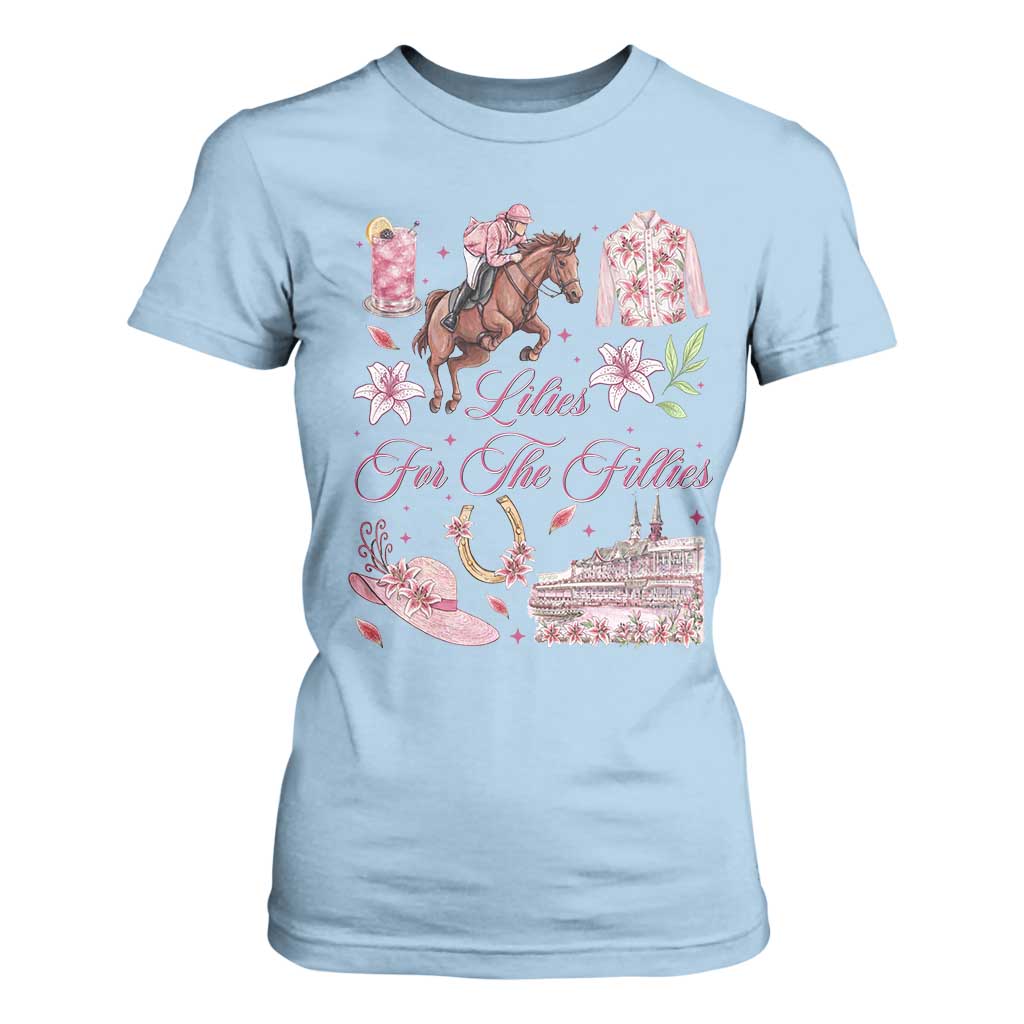 Derby Horse Racing Day T Shirt For Women Lilies For The Fillies Stargazer Lily Flower TS11 Light Blue Print Your Wear