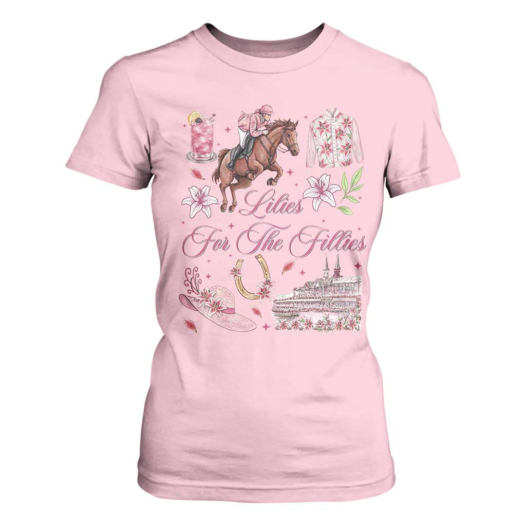 Derby Horse Racing Day T Shirt For Women Lilies For The Fillies Stargazer Lily Flower TS11 Light Pink Print Your Wear
