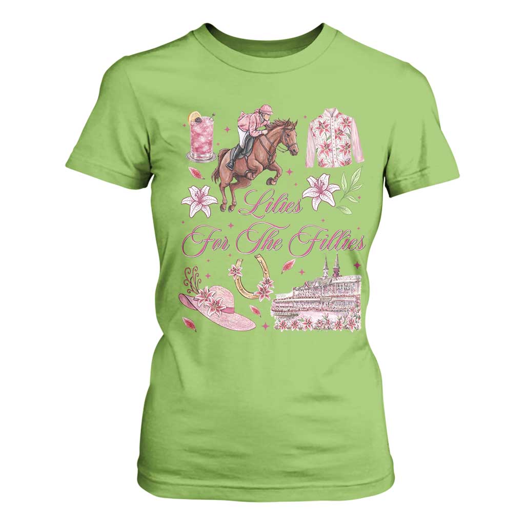 Derby Horse Racing Day T Shirt For Women Lilies For The Fillies Stargazer Lily Flower TS11 Lime Print Your Wear