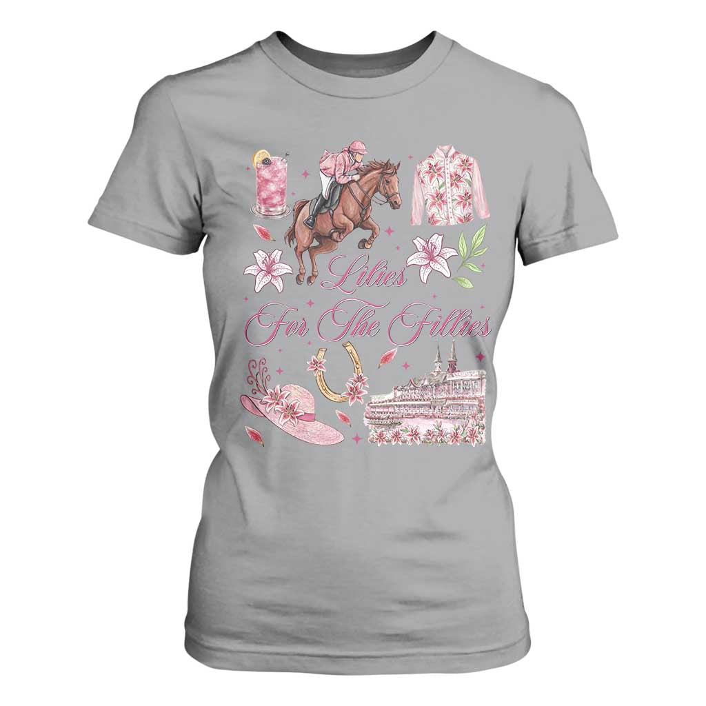Derby Horse Racing Day T Shirt For Women Lilies For The Fillies Stargazer Lily Flower TS11 Sport Gray Print Your Wear
