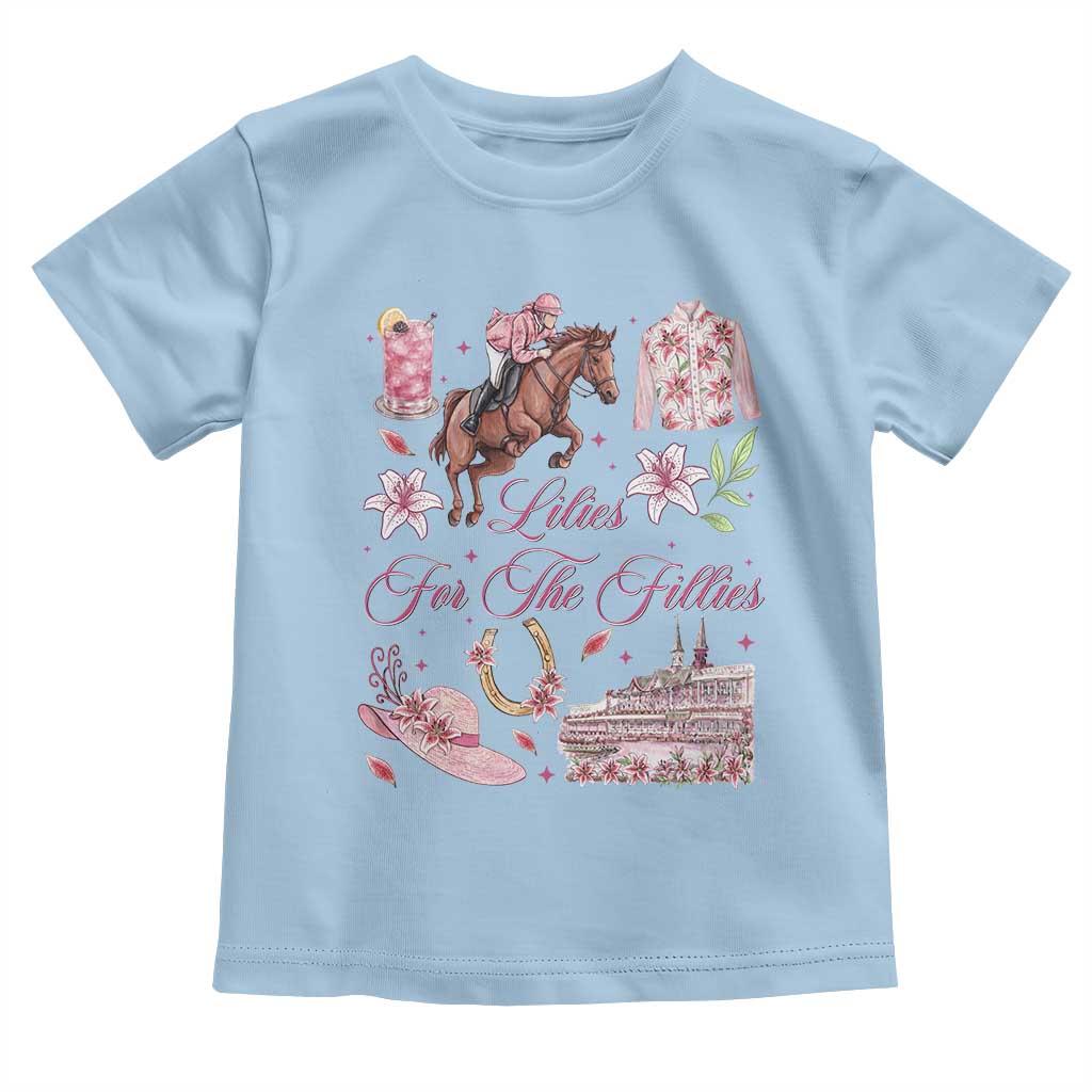 Derby Horse Racing Day Toddler T Shirt Lilies For The Fillies Stargazer Lily Flower TS11 Light Blue Print Your Wear