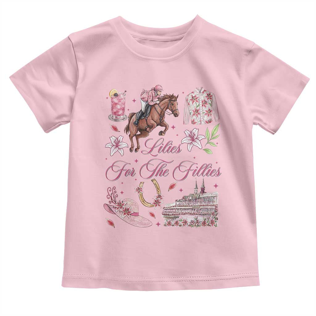 Derby Horse Racing Day Toddler T Shirt Lilies For The Fillies Stargazer Lily Flower TS11 Light Pink Print Your Wear