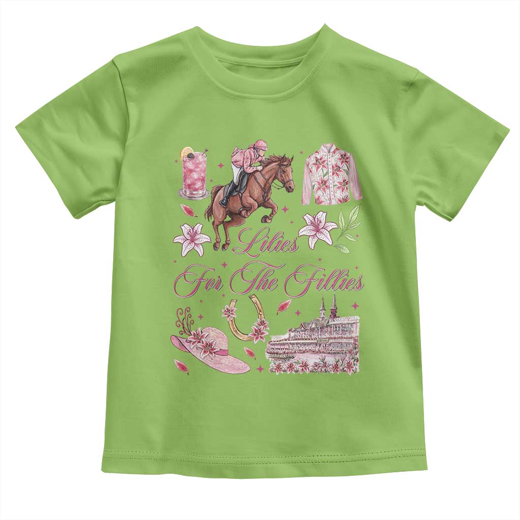 Derby Horse Racing Day Toddler T Shirt Lilies For The Fillies Stargazer Lily Flower TS11 Lime Print Your Wear
