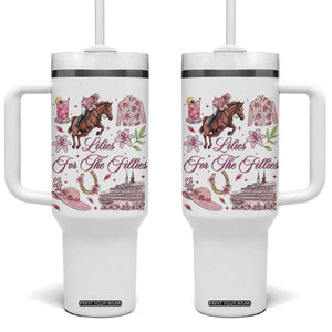 Derby Horse Racing Day Tumbler With Handle Lilies For The Fillies Stargazer Lily Flower TS11 One Size: 40 oz White Print Your Wear