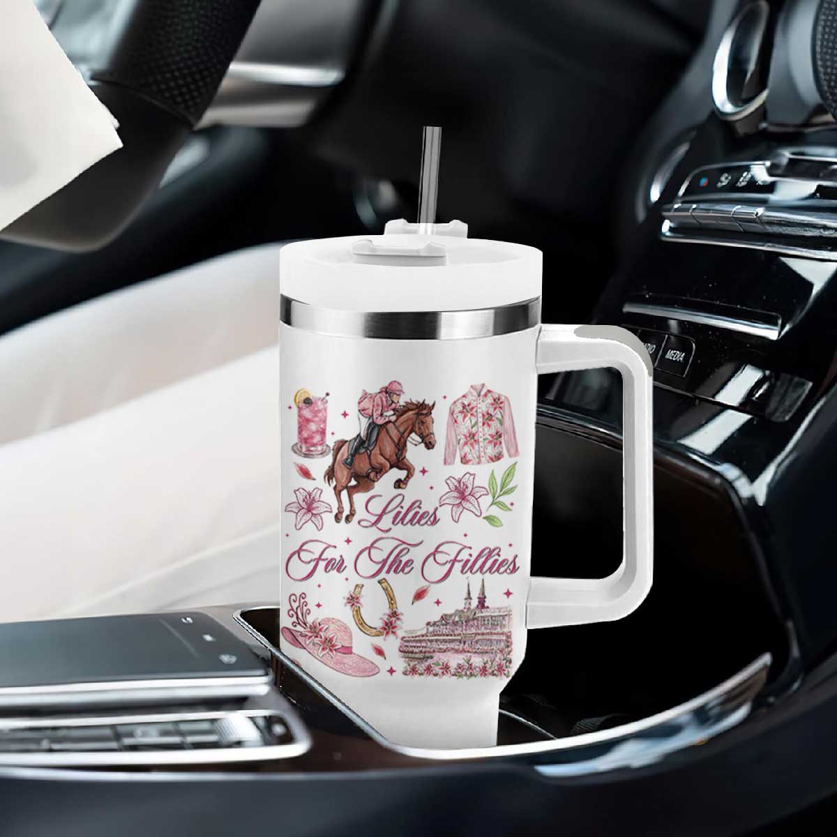 Derby Horse Racing Day Tumbler With Handle Lilies For The Fillies Stargazer Lily Flower TS11 Print Your Wear