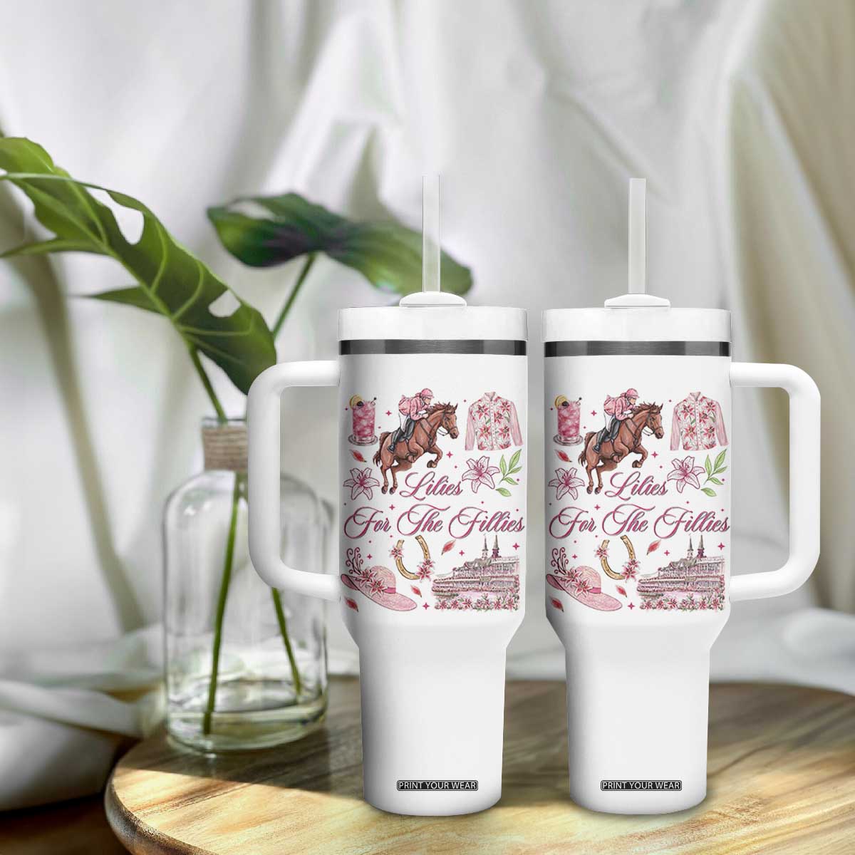 Derby Horse Racing Day Tumbler With Handle Lilies For The Fillies Stargazer Lily Flower TS11 Print Your Wear