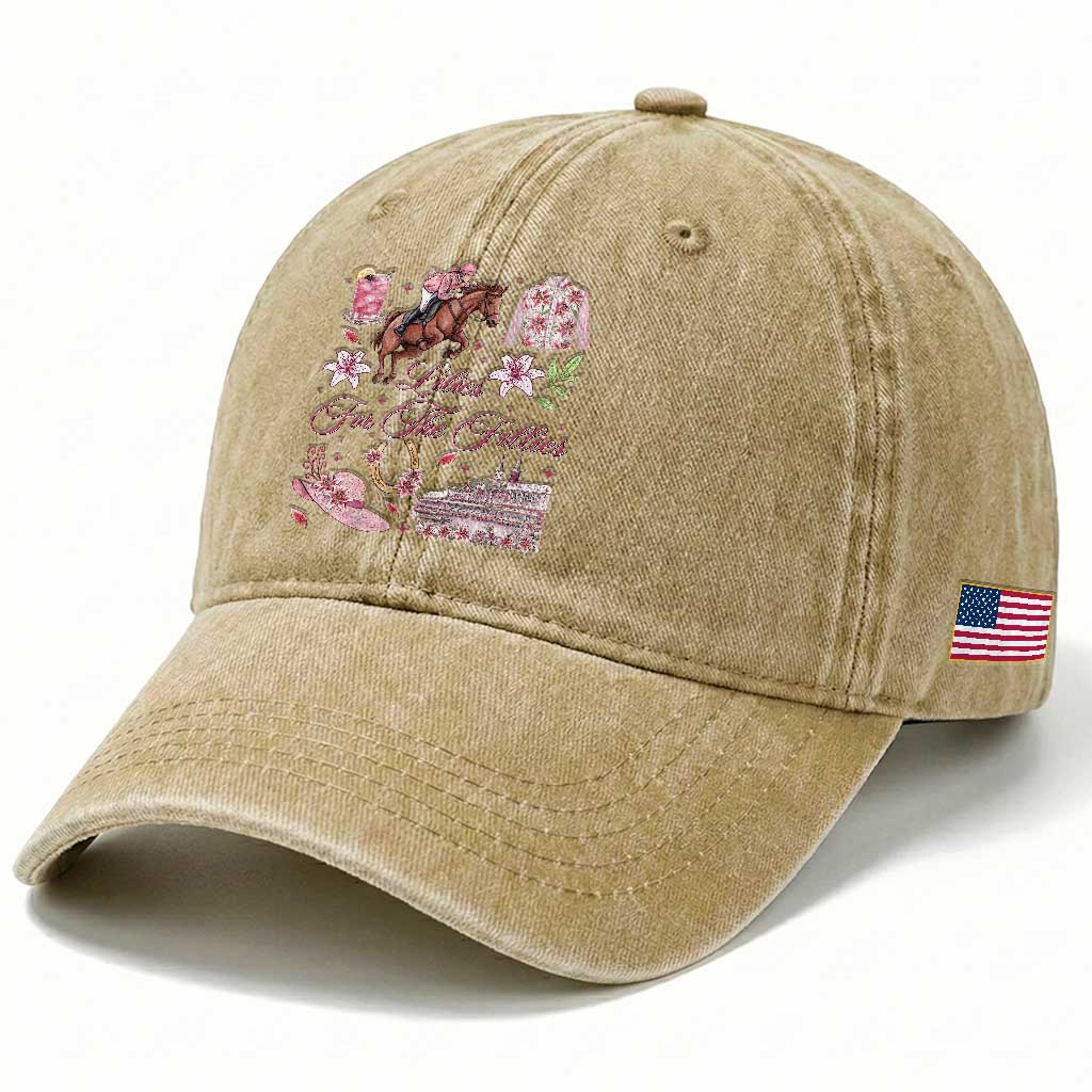 Derby Horse Racing Day Washed Cotton Baseball Cap Lilies For The Fillies Stargazer Lily Flower TS11 Print Your Wear