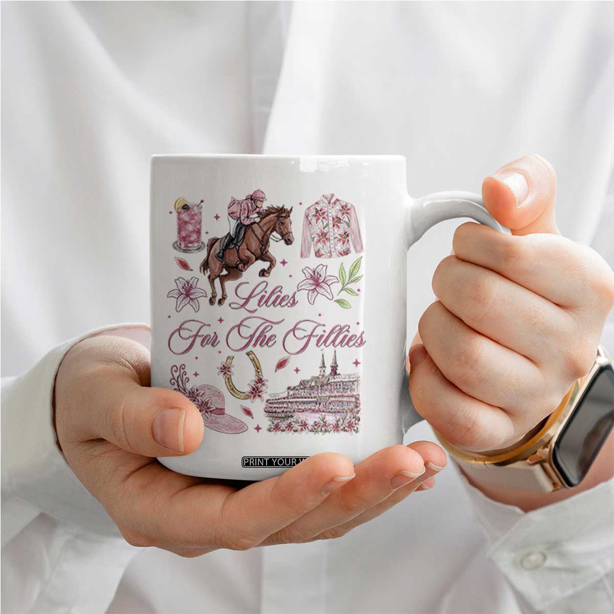 Derby Horse Racing Day Coffee Mug Lilies For The Fillies Stargazer Lily Flower TS11 Print Your Wear
