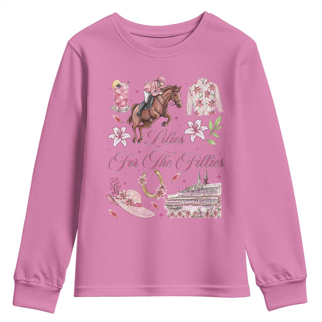 Derby Horse Racing Day Youth Sweatshirt Lilies For The Fillies Stargazer Lily Flower TS11 Azalea Print Your Wear