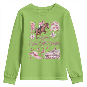 Derby Horse Racing Day Youth Sweatshirt Lilies For The Fillies Stargazer Lily Flower TS11 Lime Print Your Wear
