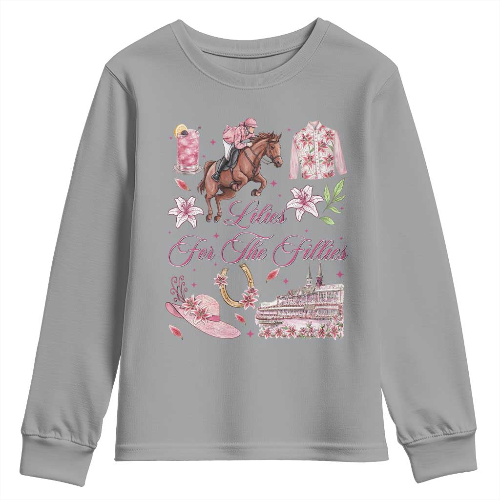 Derby Horse Racing Day Youth Sweatshirt Lilies For The Fillies Stargazer Lily Flower TS11 Sport Gray Print Your Wear