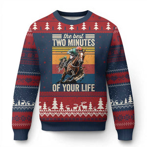 Horse Race Derby Ugly Christmas Sweater The Best Two Minutes Of Your Life TS11 Navy Red Print Your Wear