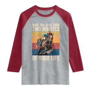 Horse Race Derby Raglan Shirt The Best Two Minutes Of Your Life TS11 Heather Gray Heather Red Print Your Wear