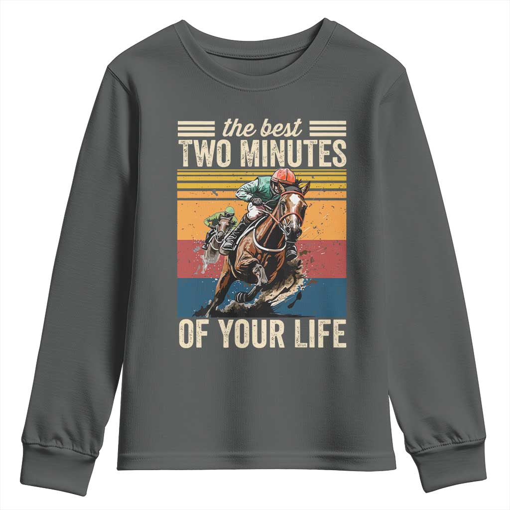 Horse Race Derby Youth Sweatshirt The Best Two Minutes Of Your Life TS11 Dark Heather Print Your Wear