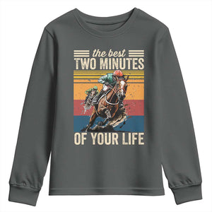 Horse Race Derby Youth Sweatshirt The Best Two Minutes Of Your Life TS11 Dark Heather Print Your Wear