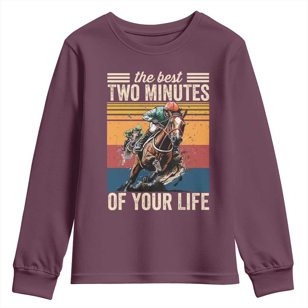 Horse Race Derby Youth Sweatshirt The Best Two Minutes Of Your Life TS11 Maroon Print Your Wear