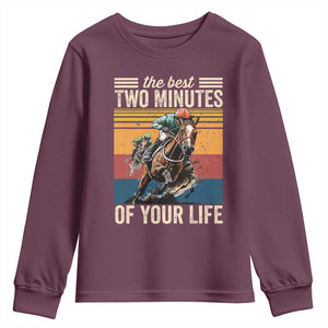 Horse Race Derby Youth Sweatshirt The Best Two Minutes Of Your Life TS11 Maroon Print Your Wear