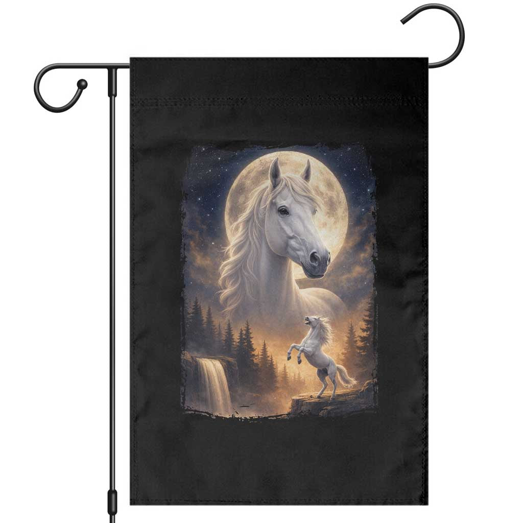 Horse Neighing To The Moon Garden Flag Vintage 90s Animal Horse Lover Equestrian TS11 Black Print Your Wear