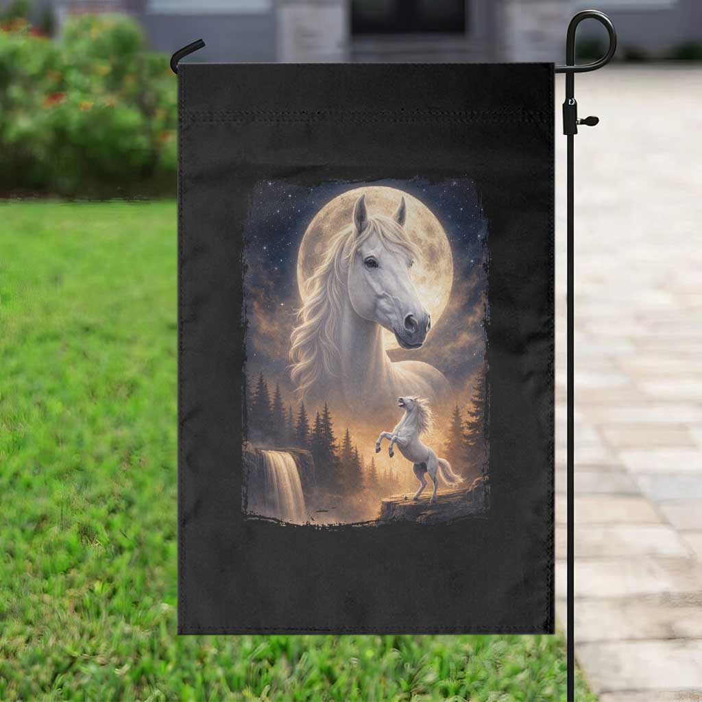 Horse Neighing To The Moon Garden Flag Vintage 90s Animal Horse Lover Equestrian TS11 Print Your Wear