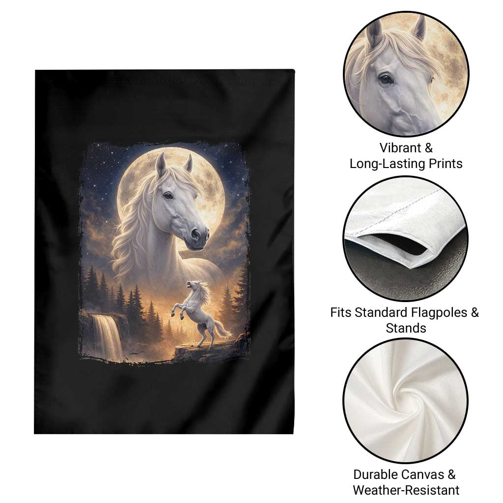 Horse Neighing To The Moon Garden Flag Vintage 90s Animal Horse Lover Equestrian TS11 Print Your Wear