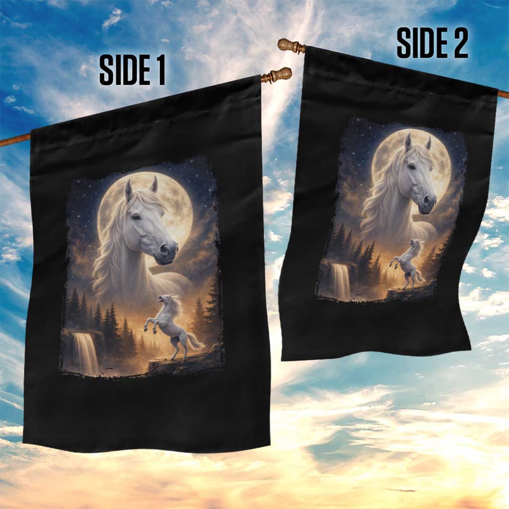 Horse Neighing To The Moon Garden Flag Vintage 90s Animal Horse Lover Equestrian TS11 Print Your Wear