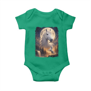 Horse Neighing To The Moon Baby Onesie Vintage 90s Animal Horse Lover Equestrian TS11 Irish Green Print Your Wear
