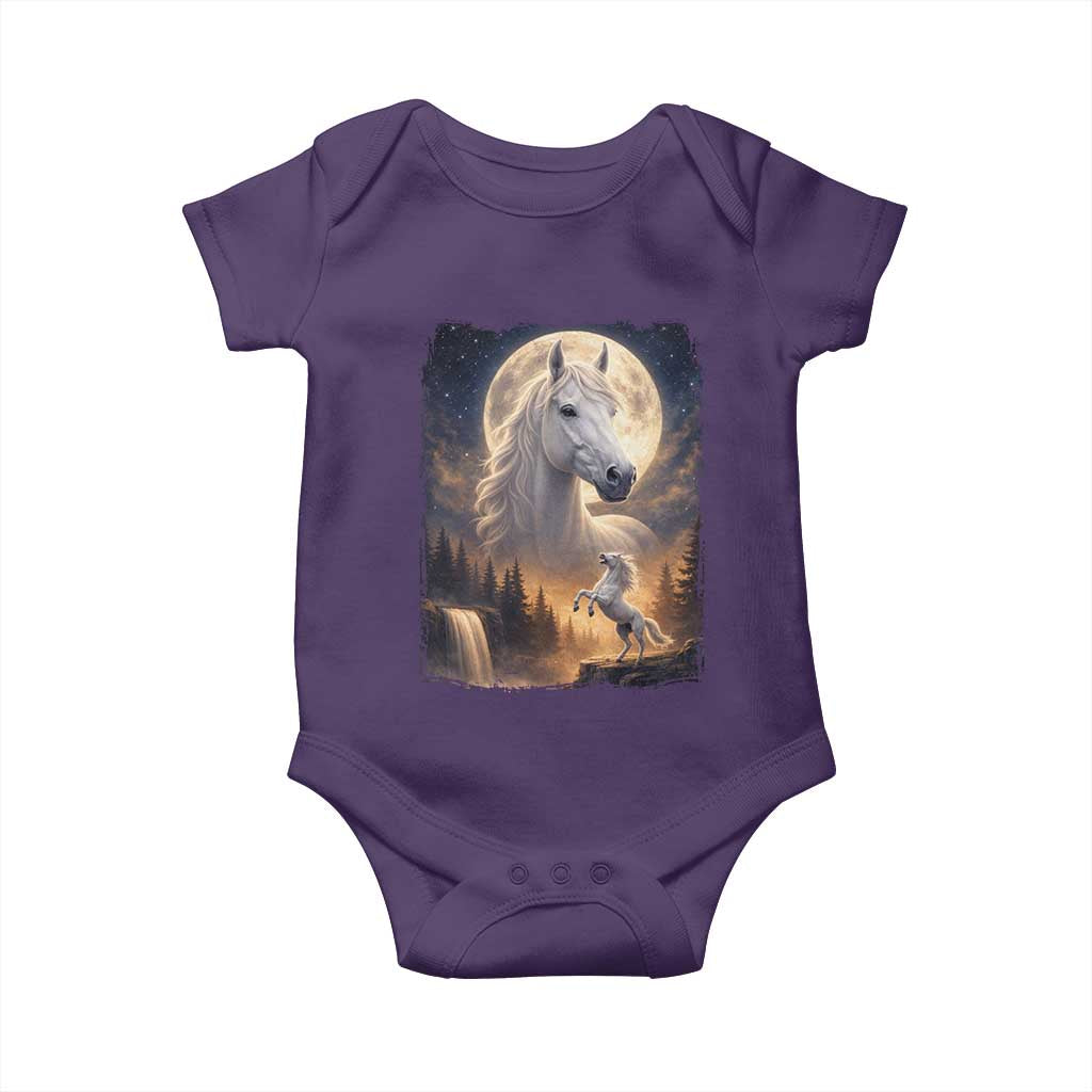 Horse Neighing To The Moon Baby Onesie Vintage 90s Animal Horse Lover Equestrian TS11 Purple Print Your Wear