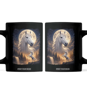 Horse Neighing To The Moon Coffee Mug Vintage 90s Animal Horse Lover Equestrian TS11 Black Print Your Wear