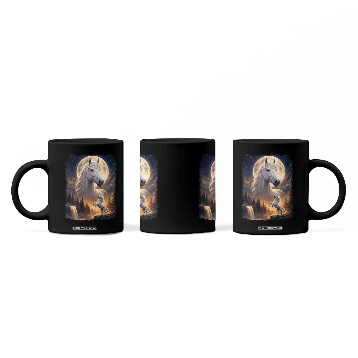 Horse Neighing To The Moon Coffee Mug Vintage 90s Animal Horse Lover Equestrian TS11 Print Your Wear