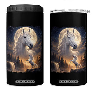 Horse Neighing To The Moon 4 in 1 Can Cooler Tumbler Vintage 90s Animal Horse Lover Equestrian TS11 One Size: 16 oz Black Print Your Wear