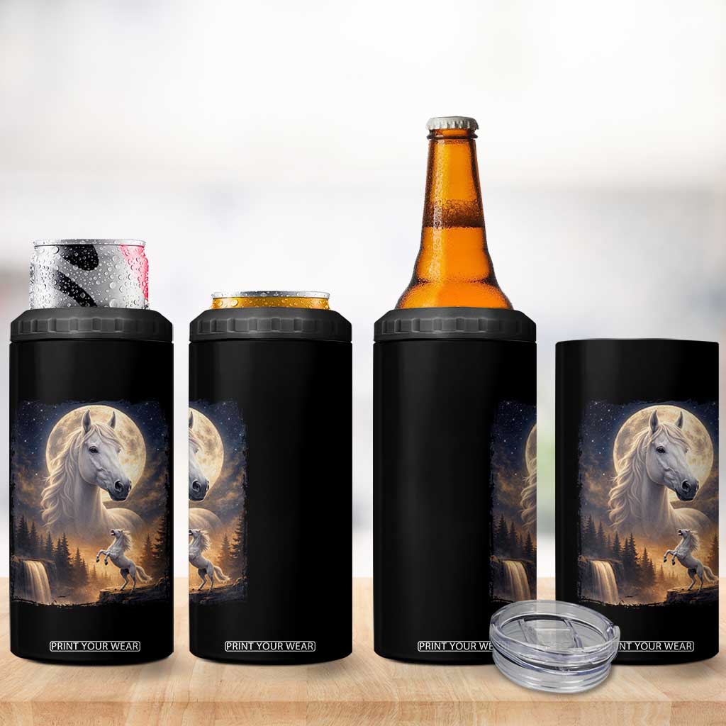 Horse Neighing To The Moon 4 in 1 Can Cooler Tumbler Vintage 90s Animal Horse Lover Equestrian TS11 Print Your Wear
