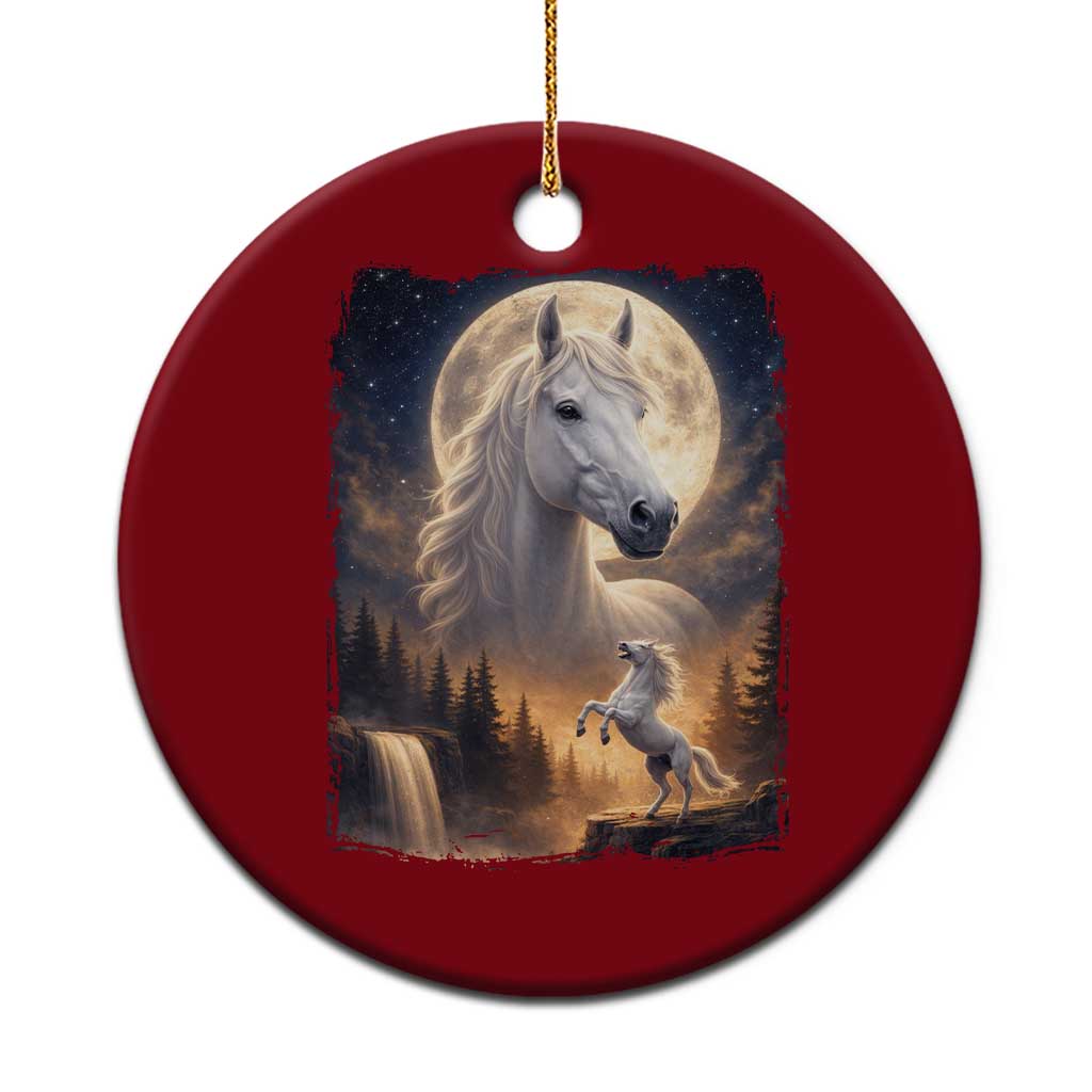 Horse Neighing To The Moon Ceramic Ornament Vintage 90s Animal Horse Lover Equestrian TS11 1pc Red Print Your Wear