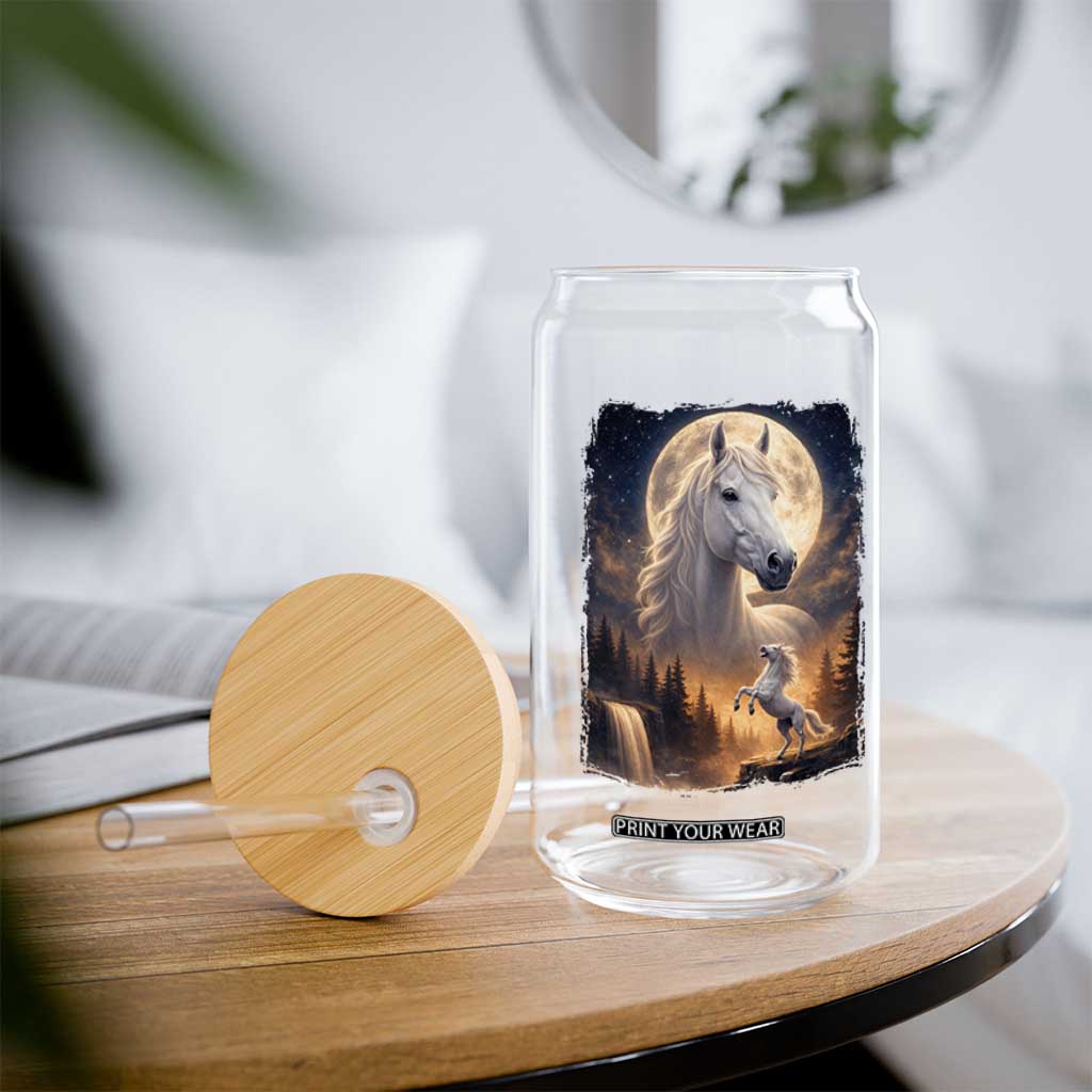 Horse Neighing To The Moon Glass Can Vintage 90s Animal Horse Lover Equestrian TS11 Print Your Wear