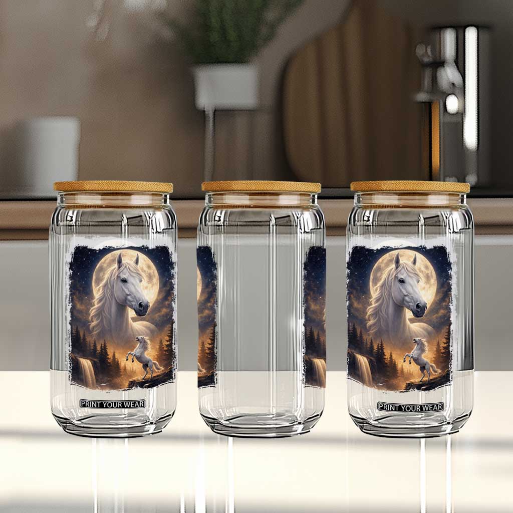 Horse Neighing To The Moon Glass Can Vintage 90s Animal Horse Lover Equestrian TS11 Print Your Wear