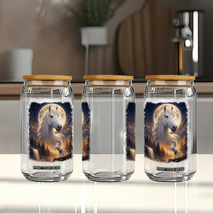 Horse Neighing To The Moon Glass Can Vintage 90s Animal Horse Lover Equestrian TS11 Print Your Wear