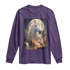 Horse Neighing To The Moon Long Sleeve Shirt Vintage 90s Animal Horse Lover Equestrian TS11 Purple Print Your Wear
