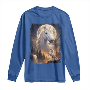 Horse Neighing To The Moon Long Sleeve Shirt Vintage 90s Animal Horse Lover Equestrian TS11 Royal Blue Print Your Wear