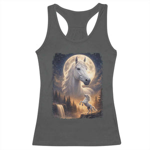 Horse Neighing To The Moon Racerback Tank Top Vintage 90s Animal Horse Lover Equestrian TS11 Dark Heather Print Your Wear