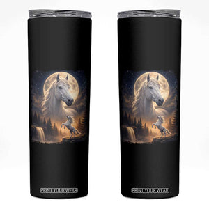 Horse Neighing To The Moon Skinny Tumbler Vintage 90s Animal Horse Lover Equestrian TS11 Black Print Your Wear
