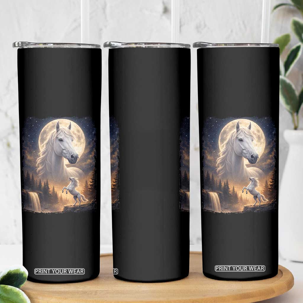 Horse Neighing To The Moon Skinny Tumbler Vintage 90s Animal Horse Lover Equestrian TS11 Print Your Wear