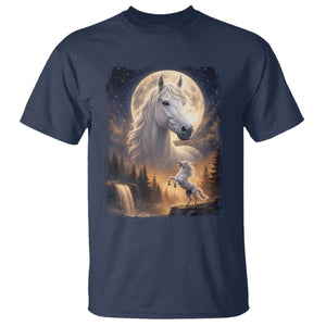 Horse Neighing To The Moon T Shirt Vintage 90s Animal Horse Lover Equestrian TS11 Navy Print Your Wear