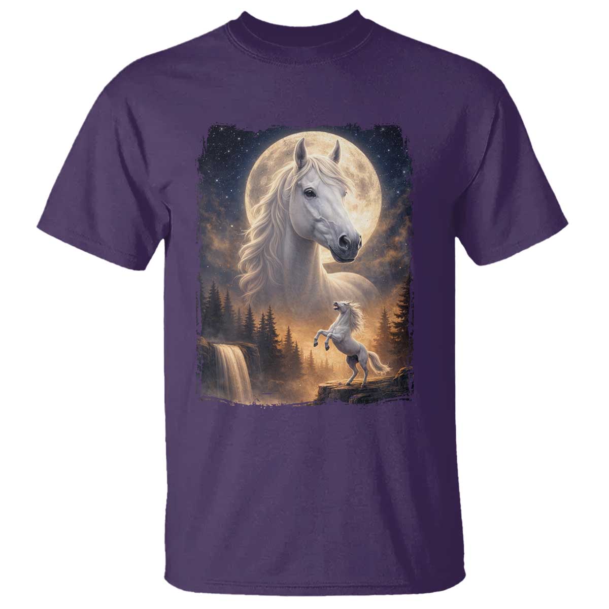Horse Neighing To The Moon T Shirt Vintage 90s Animal Horse Lover Equestrian TS11 Purple Print Your Wear