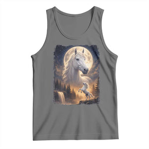 Horse Neighing To The Moon Tank Top Vintage 90s Animal Horse Lover Equestrian TS11 Black Heather Print Your Wear