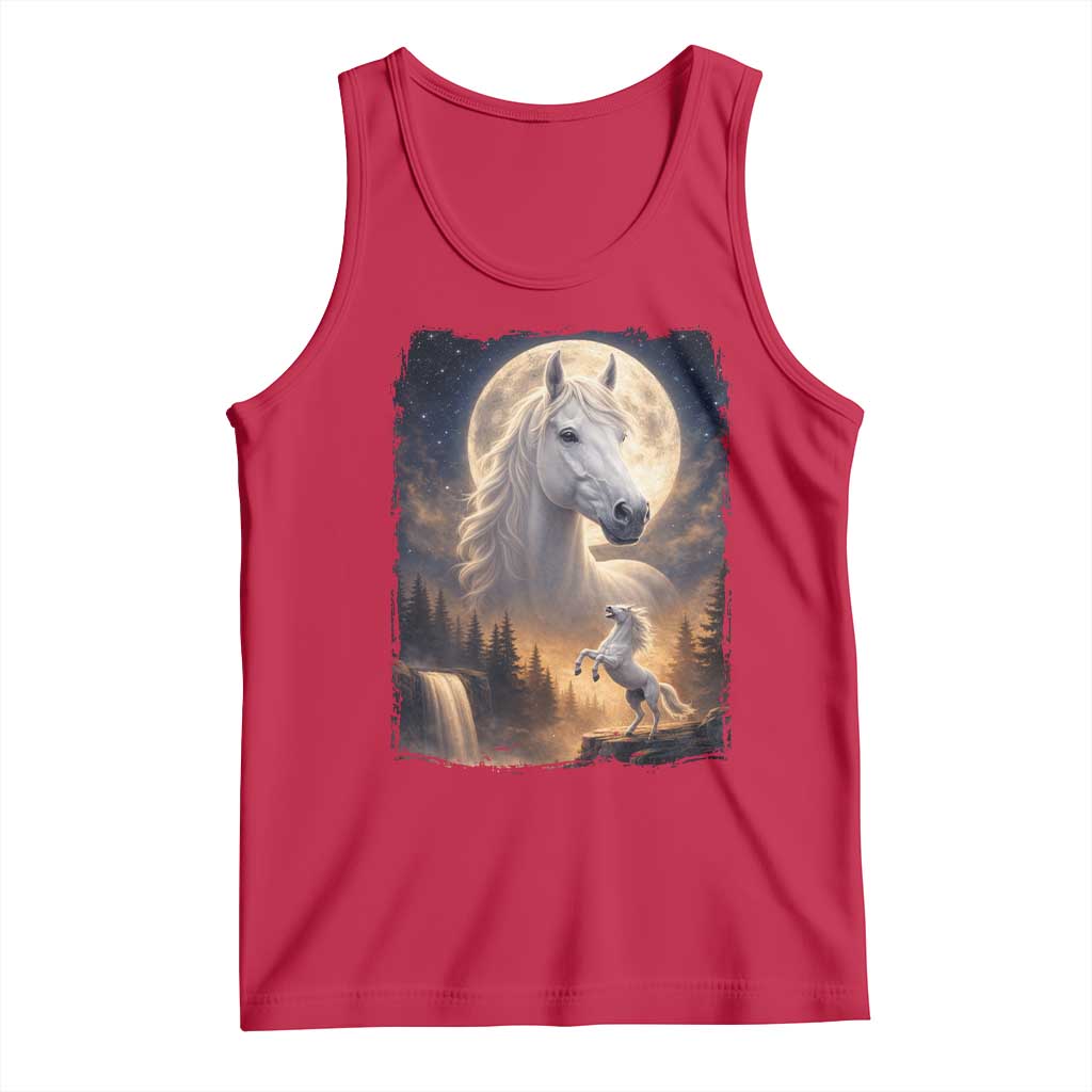 Horse Neighing To The Moon Tank Top Vintage 90s Animal Horse Lover Equestrian TS11 Red Print Your Wear