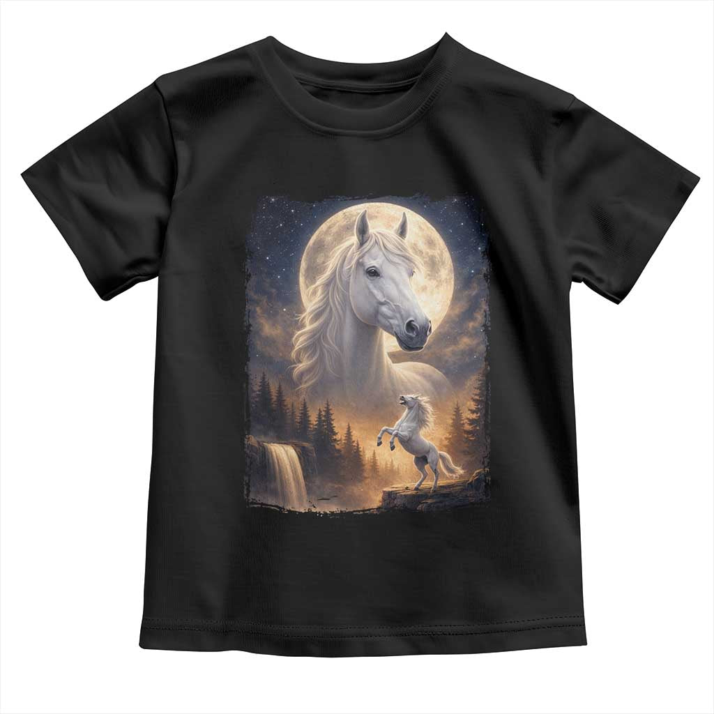 Horse Neighing To The Moon Toddler T Shirt Vintage 90s Animal Horse Lover Equestrian TS11 Black Print Your Wear