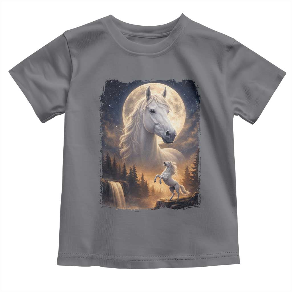 Horse Neighing To The Moon Toddler T Shirt Vintage 90s Animal Horse Lover Equestrian TS11 Charcoal Print Your Wear